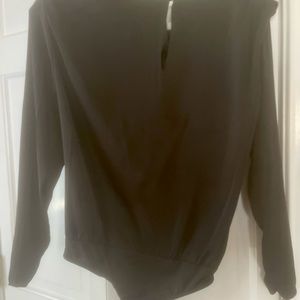 Black silk bodysuit top